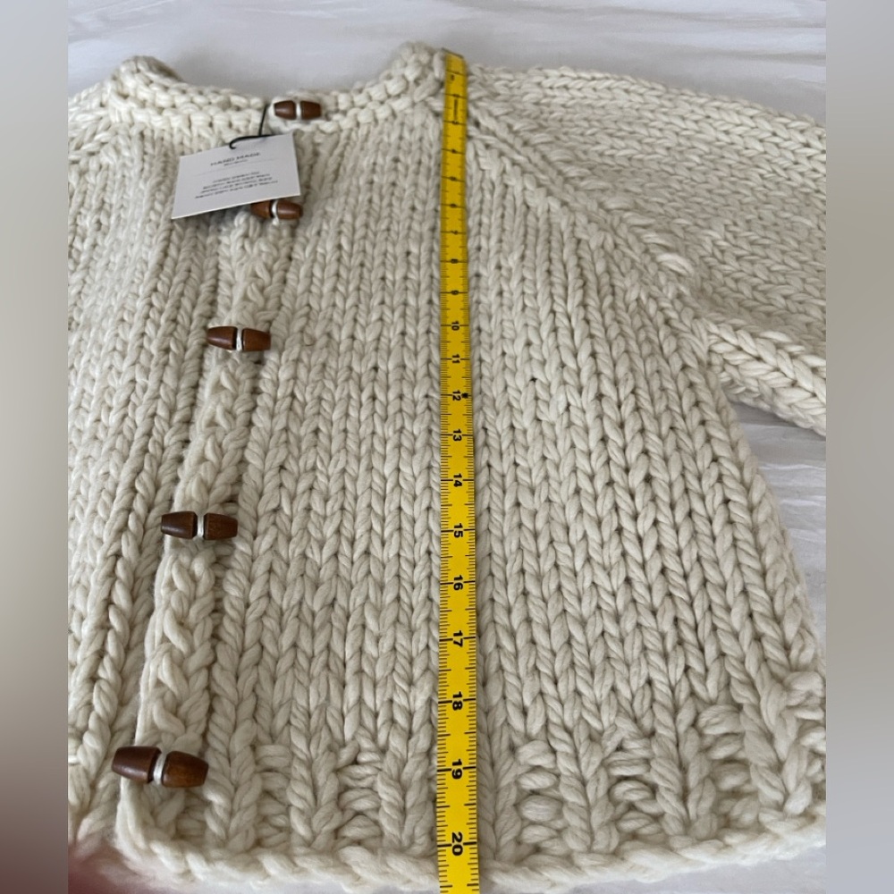 Chunky Knit Cream Cardigan Sweater - Picture 9 of 14